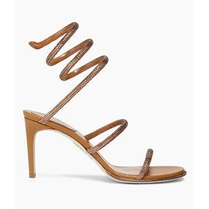 Rene Caovilla Cleo Wrap Tabac Satin Heeled 75mm Sandals Size 39.5 $1730